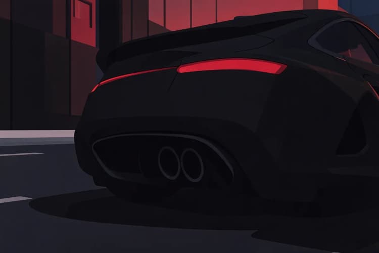 Um difusor de escape de carro esportivo preto fosco.