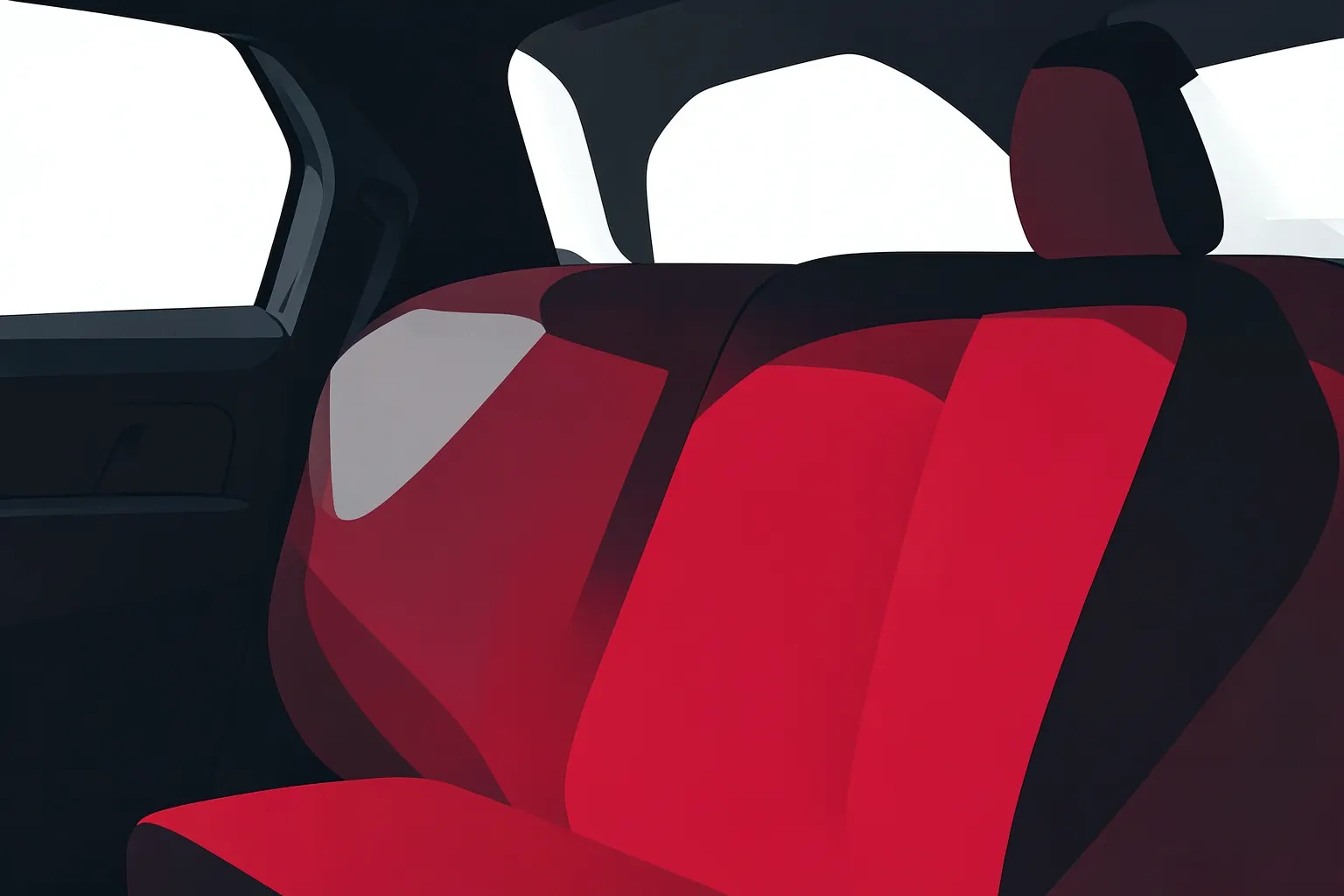 Um carro com capas de banco limpas e brilhantes, com foco na textura do material.