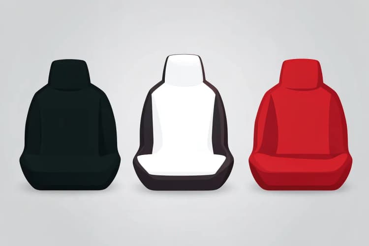 Conjunto de cinco capas de banco de carro impermeáveis de diferentes cores e estilos dispostas lado a lado.
