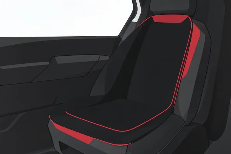 Capa de banco de carro esportiva de neoprene preta sendo colocada em banco de carro.
