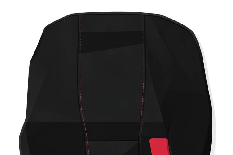 Capa esportiva náutica preta para banco de carro em detalhe.