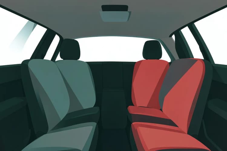 Um carro com assentos protegidos por capas impermeáveis, mostrando um interior limpo e organizado.
