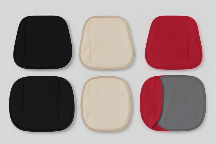 Diversos tipos de capas para banco de carro para cachorro em diferentes cores e materiais, dispostas lado a lado.