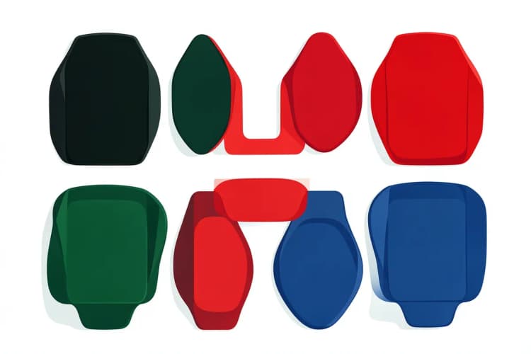 Variedade de capas esportivas para banco de carro em diferentes cores e materiais.
