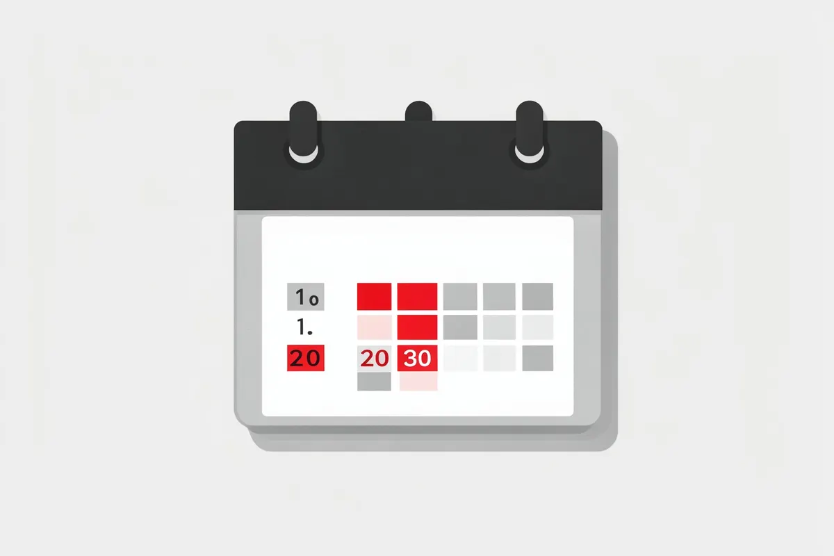 Calendário com um dia marcado em vermelho, simbolizando a frequência de limpeza da capa do banco.