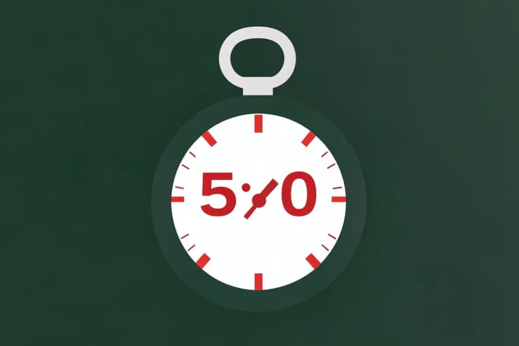 Cronômetro mostrando 5 minutos, simbolizando o tempo de instalação de uma capa de banco de carro.