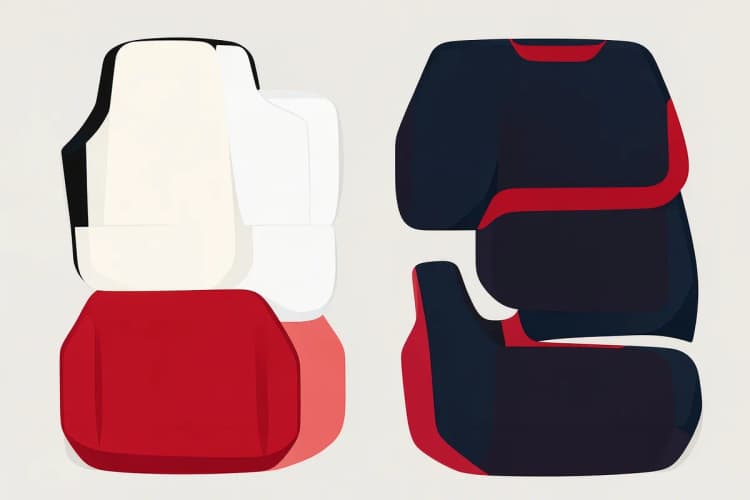 Variedade de capas para bancos de carro em diferentes tecidos e cores, incluindo a creme naval.