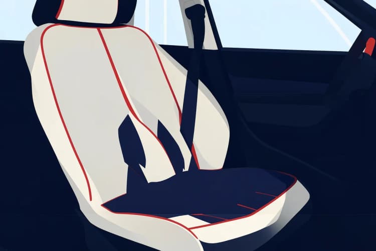 Capa de banco de carro esportiva náutica creme naval em destaque no banco do motorista.