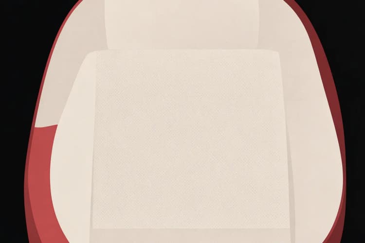 Close-up de uma capa de banco de carro bege com textura de tecido visível, mostrando a proteção contra sujeira.