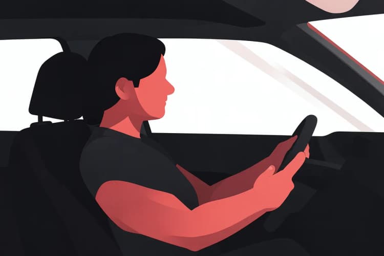 Motorista de aplicativo satisfeito ao volante, com a capa de banco preta proporcionando conforto visual e tátil
