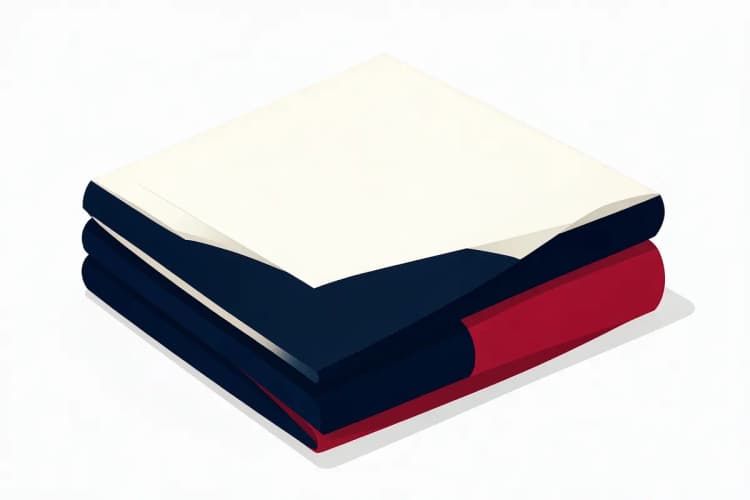 Capa de banco de carro creme e azul marinho dobrada, pronta para ser guardada