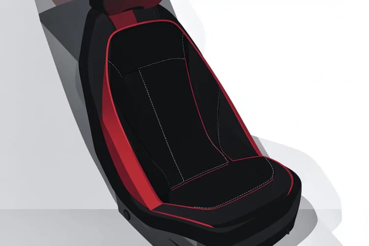 Capa de banco de carro esportiva náutica preta, com design moderno e detalhes em costura, instalada em um banco de carro.