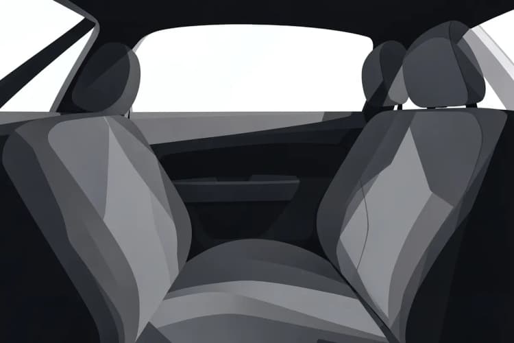 Vista interna de um carro com bancos de tecido cinza, destacando a funcionalidade das capas de banco para proteção.