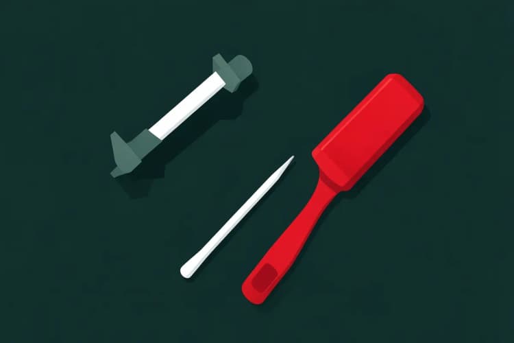 Kit de ferramentas com espátula e chave de fenda ao lado de uma capa de banco para carro.