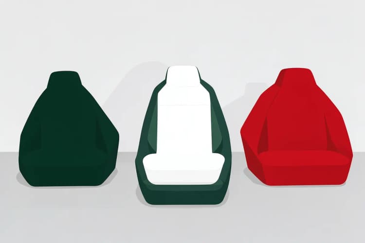 Diversos tipos de capas impermeáveis para bancos de carro em exposição, com diferentes cores e materiais