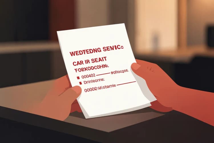 Orçamento de impermeabilização de bancos de carro em um balcão.