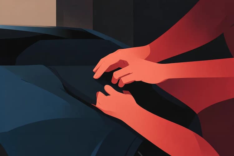 Pessoa colocando capa protetora em um carro azul em uma garagem