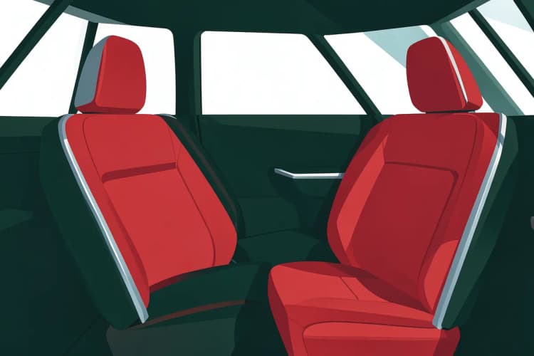 Um carro com bancos de couro personalizados e detalhes cromados, realçando o interior.