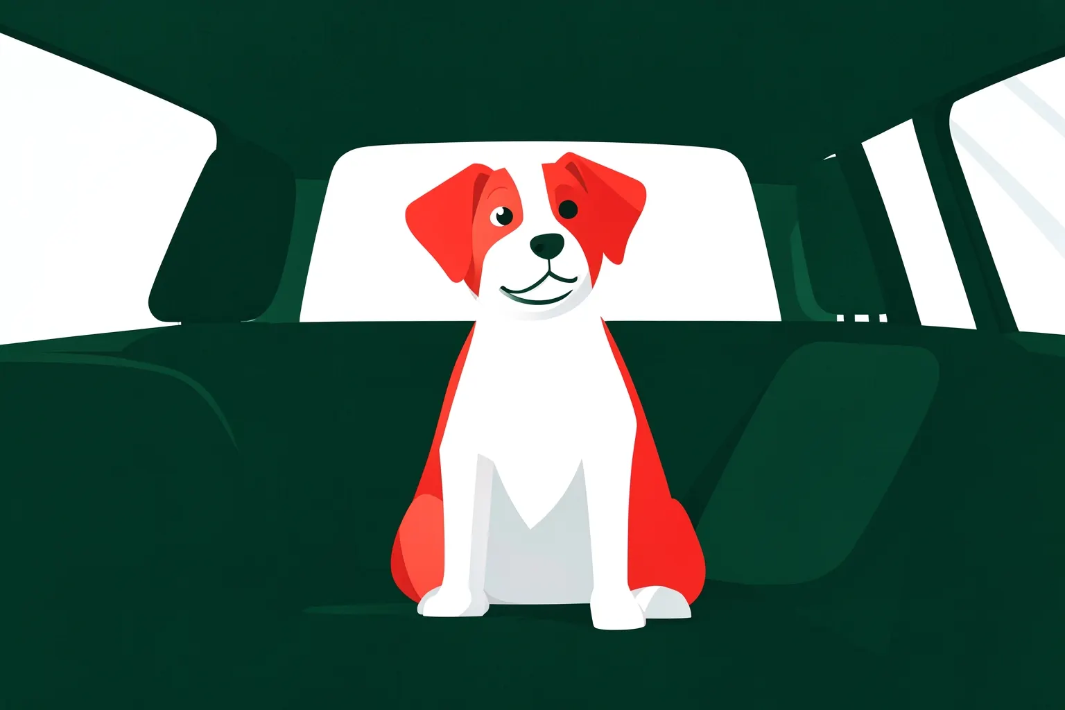 Capa de banco para carro com um cachorro sentado no banco de trás, olhando para a frente.