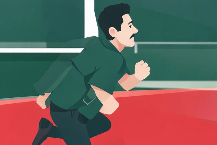 Homem correndo em uma pista de atletismo com o fundo desfocado