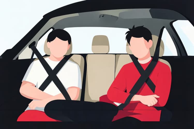 Uma família feliz em um carro com protetores de banco limpos e novos.