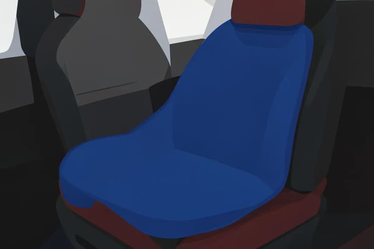 Capa de neoprene azul cobrindo banco de carro em detalhe