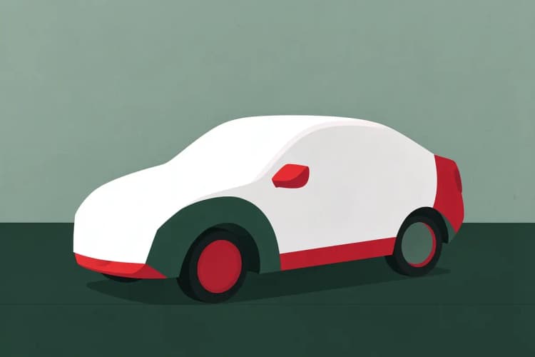 Um carro coberto com uma capa protetora contra chuva e sol.